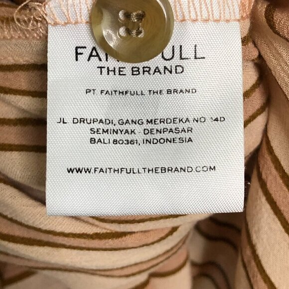 Faithfull the Brand Baia Striped Shirt Dress Large Brown - Picture 3 of 5